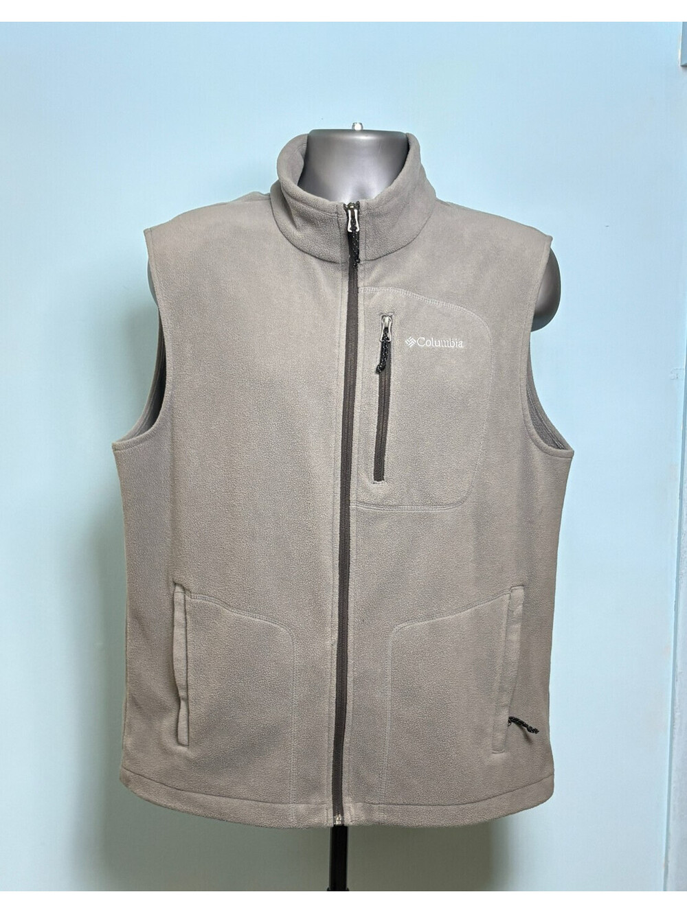 Columbia Mens Large Steens Mountain Fleece Vest Gray Full Zip Sleeveless L